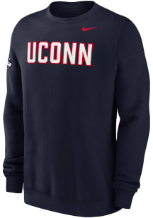 Nike UConn Huskies Mens Navy Blue 0 Twill Club Long Sleeve Crew Sweatshirt
