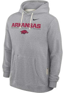Nike Arkansas Razorbacks Mens Ash 0 Sideline Pullover Long Sleeve Hoodie