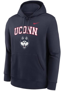 Nike UConn Huskies Mens Navy Blue 0 Twill Club Long Sleeve Hoodie