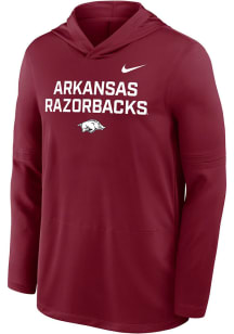 Nike Arkansas Razorbacks Mens Red Sideline Lightweight Long Sleeve Lightweight Hoodie