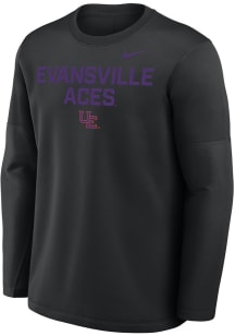 Nike Evansville Purple Aces Mens Black 0 Sideline Coach Long Sleeve Sweatshirt