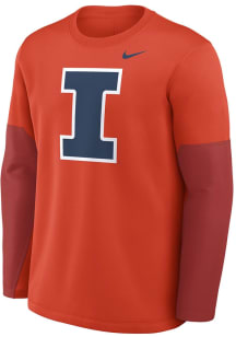 Nike Illinois Fighting Illini Mens Orange 0 Sideline Coach Long Sleeve Sweatshirt