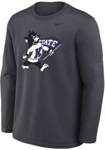 Nike K-State Wildcats Mens Anthracite 0 Sideline Coach Long Sleeve Sweatshirt