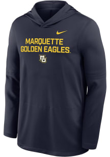 Nike Marquette Golden Eagles Mens Navy Blue Sideline Lightweight Long Sleeve Lightweight Hoodie