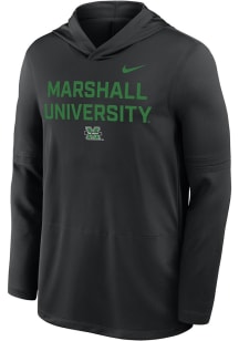 Nike Marshall Thundering Herd Mens Black Sideline Lightweight Long Sleeve Lightweight Hoodie