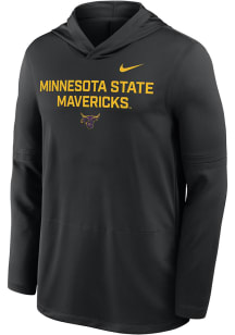 Nike Minnesota State Mankato Mavericks Mens Black Sideline Lightweight Long Sleeve Lightweight Hoo..