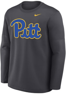 Nike Pitt Panthers Mens Anthracite 0 Sideline Coach Long Sleeve Sweatshirt