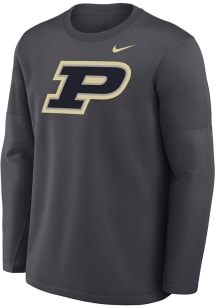 Nike Purdue Boilermakers Mens Anthracite 0 Sideline Coach Long Sleeve Sweatshirt