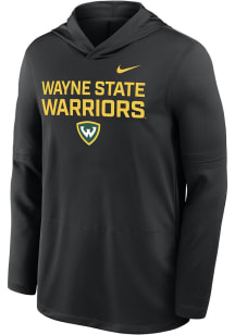 Nike Wayne State Warriors Mens Black Sideline Lightweight Long Sleeve Lightweight Hoodie