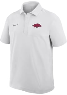 Nike Arkansas Razorbacks Mens White 0 Sideline Woven Short Sleeve Polo