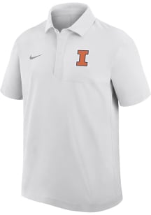 Nike Illinois Fighting Illini Mens White 0 Sideline Woven Short Sleeve Polo