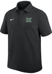 Nike Marshall Thundering Herd Mens Black 0 Sideline Woven Short Sleeve Polo