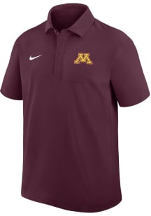 Nike Minnesota Golden Gophers Mens Maroon 0 Sideline Woven Short Sleeve Polo