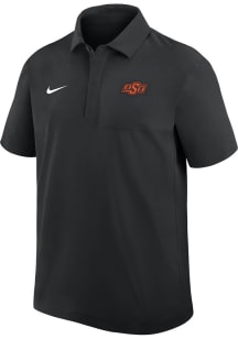 Nike Oklahoma State Cowboys Mens Black 0 Sideline Woven Short Sleeve Polo