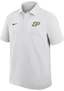 Nike Purdue Boilermakers Mens White 0 Sideline Woven Short Sleeve Polo