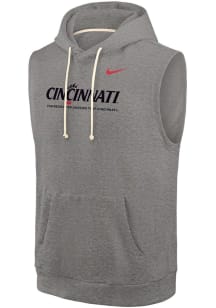Nike Cincinnati Bearcats Grey Sideline Fleece Short Sleeve Hoods