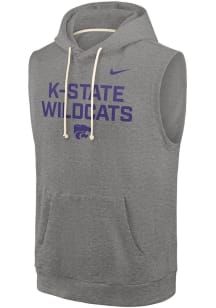 Nike K-State Wildcats Grey 0 Sideline Fleece Short Sleeve Hoods