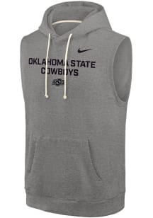 Nike Oklahoma State Cowboys Grey 0 Sideline Fleece Short Sleeve Hoods