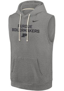 Nike Purdue Boilermakers Grey 0 Sideline Fleece Short Sleeve Hoods