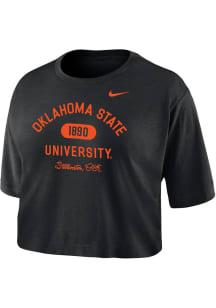 Nike Oklahoma State Cowboys Womens Black Crop Short Sleeve T-Shirt