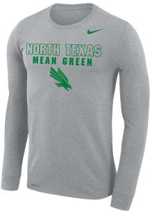 Nike North Texas Mean Green Grey Legend Arch Mascot Long Sleeve T-Shirt