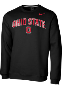 Nike Ohio State Buckeyes Mens Black Arch Mascot Club Fleece Design Long Sleeve Crew Sweatshirt