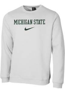 Nike Michigan State Spartans Mens White Club Fleece Design Long Sleeve Crew Sweatshirt