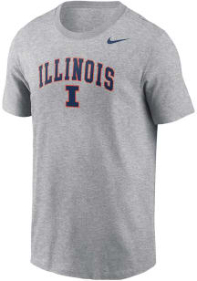 Nike Illinois Fighting Illini Grey Arch Mascot Core Short Sleeve T Shirt