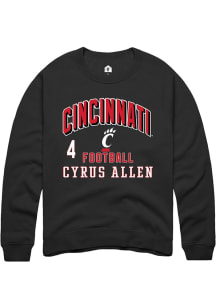 Cyrus Allen Cincinnati Bearcats Mens Black Football NIL Arch Logo Player Crew