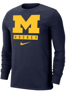 Nike Michigan Wolverines Blue Dri-FIT Hockey Long Sleeve T Shirt