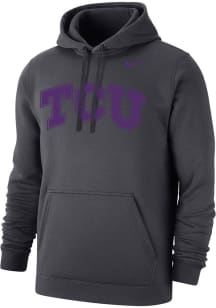 Nike TCU Horned Frogs Mens Anthracite Club Fleece Wordmark Long Sleeve Hoodie