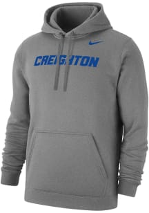 Nike Creighton Bluejays Mens Charcoal Wordmark Club Fleece Long Sleeve Hoodie