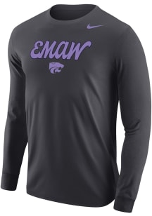 Nike K-State Wildcats Anthracite Emaw Long Sleeve T Shirt