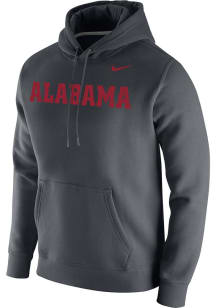 Nike Alabama Crimson Tide Mens Anthracite Club Fleece Wordmark Long Sleeve Hoodie