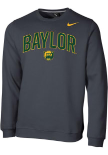 Nike Baylor Bears Mens Anthracite Arch Mascot Club Fleece Long Sleeve Crew Sweatshirt