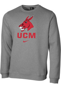 Nike Central Missouri Mules Mens Grey Club Fleece Name Drop Long Sleeve Crew Sweatshirt