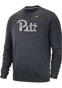 Nike Pitt Panthers Mens Anthracite Forge The Future Club Fleece Long Sleeve Crew Sweatshirt