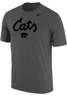 Nike K-State Wildcats Anthracite Tonal Cats Script DriFri Short Sleeve T Shirt