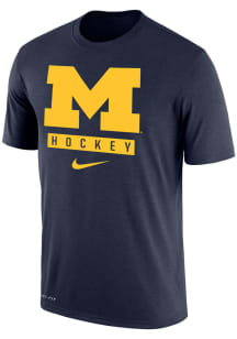 Nike Michigan Wolverines Blue Hockey Short Sleeve T Shirt