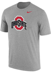 Nike Ohio State Buckeyes Grey Big Logo Dri-FIT Short Sleeve T Shirt