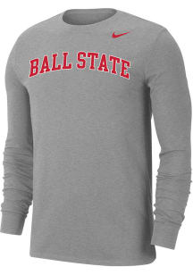 Nike Ball State Cardinals Grey Core Long Sleeve T Shirt