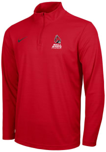 Nike Ball State Cardinals Mens Red Intensity Long Sleeve Qtr Zip Pullover