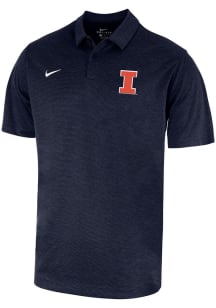 Nike Illinois Fighting Illini Mens Navy Blue Heather Logo Short Sleeve Polo
