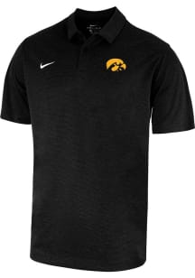 Nike Iowa Hawkeyes Mens Black Heather Short Sleeve Polo