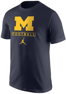 Nike Michigan Wolverines Blue Jordan Football Short Sleeve T Shirt