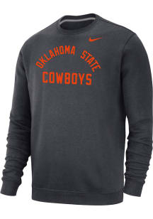 Nike Oklahoma State Cowboys Mens Anthracite Club Fleece Arch Name Long Sleeve Crew Sweatshirt