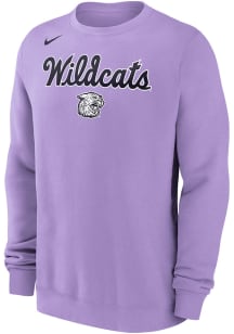 Nike K-State Wildcats Mens Lavender Script Vault Logo Club Fleece Long Sleeve Crew Sweatshirt