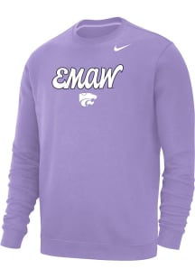 Nike K-State Wildcats Mens Lavender EMAW Club Fleece Design Long Sleeve Crew Sweatshirt