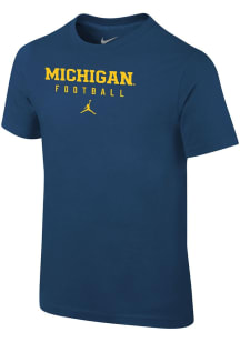 Nike Michigan Wolverines Boys Blue Team Issue Football Short Sleeve T-Shirt