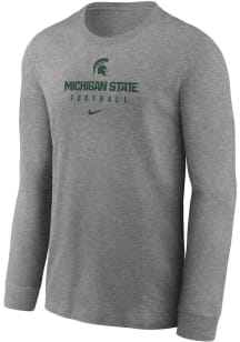 Nike Michigan State Spartans Youth Grey Team Issue Football Long Sleeve T-Shirt